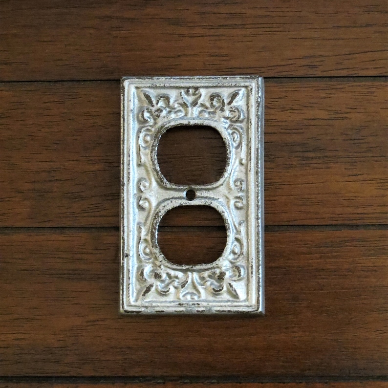 Decorative Electrical Outlet Plate / Plug-in Socket Cover / Silver or ...