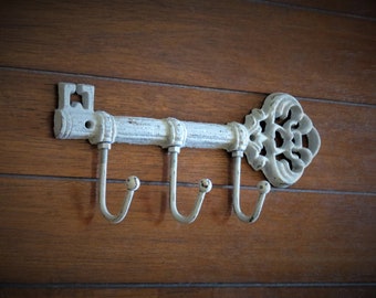 Shabby Chic Skeleton Key Holder, Rustic Cast Iron Key Rack