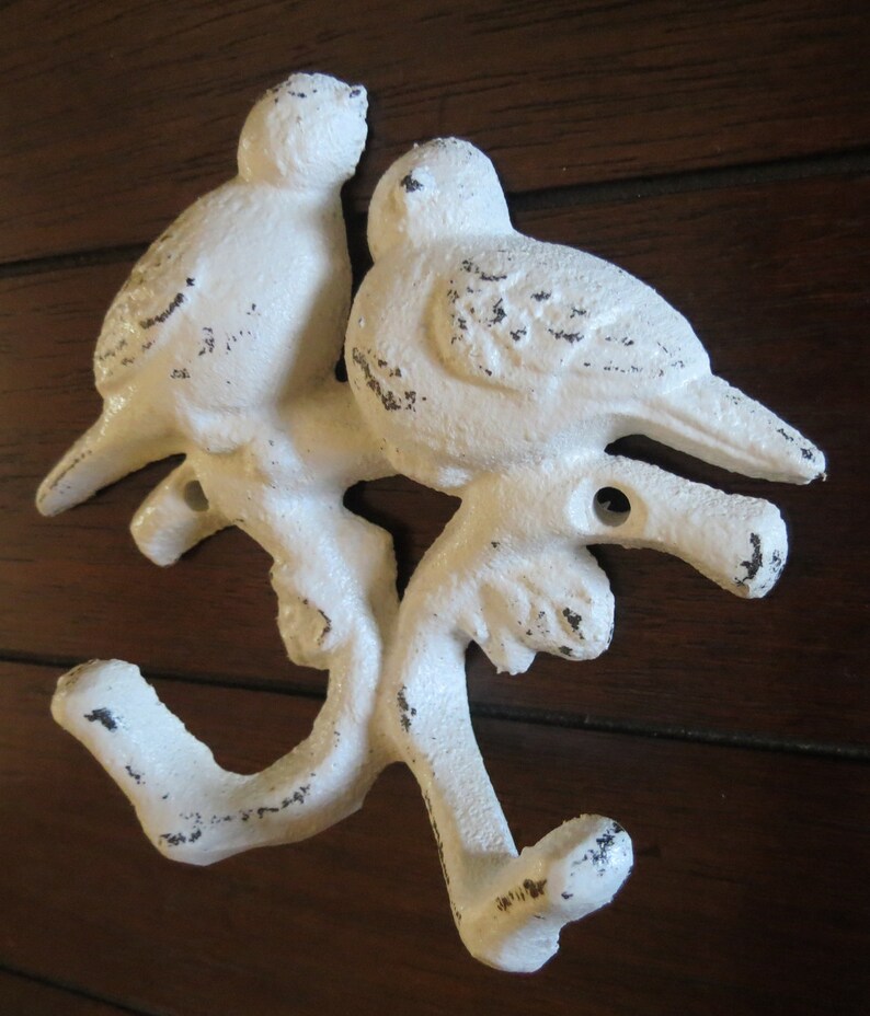 Bird Wall Hook / Cast Iron Hook / Antique White or Pick Color Etsy