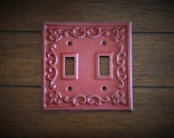 Colonial Red or Pick Color Double Light Switch Plate /Metal Switchplate / Light Switch Cover/Shabby Chic Cottage Farmhouse Vintage Style