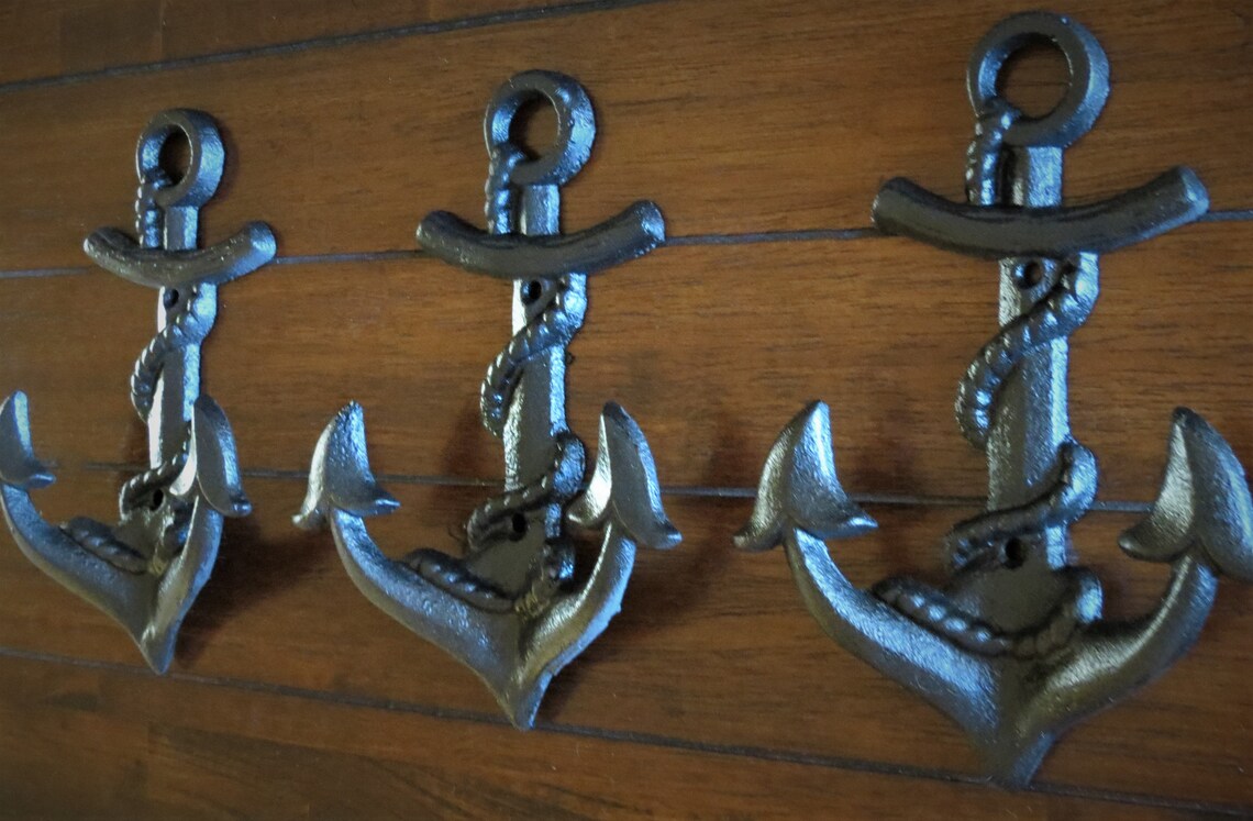 Cast Iron Nautical Anchor / Wall hook set /Three Hooks /Pick Etsy