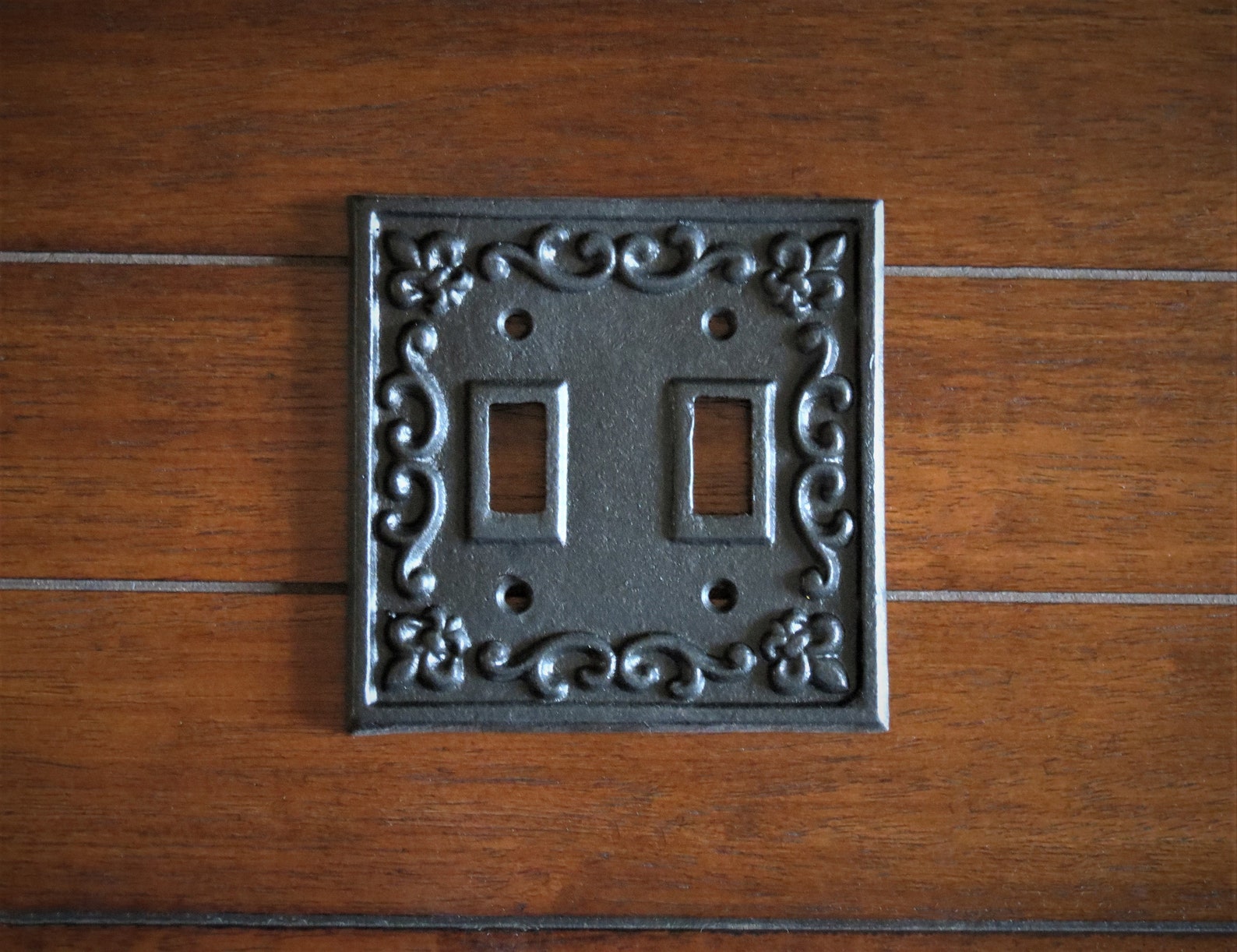 Double Toggle Light Switch Plate / Black or Pick Color / Cast Etsy