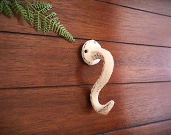 Octopus Tentacle Hanger, Sea Creature Wall Accent, Beachy Nautical Metal Wall Hook Antique White, Bathroom, Bedroom Nautical Decor, Poolside