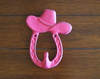 Cast Iron Wall Hook / Cowgirl Hat Hook / Western Decor/ Hot Pink or Pick Color /Girl Room Decor / Hook for Kids /Bathroom Hanger /Towel Hook