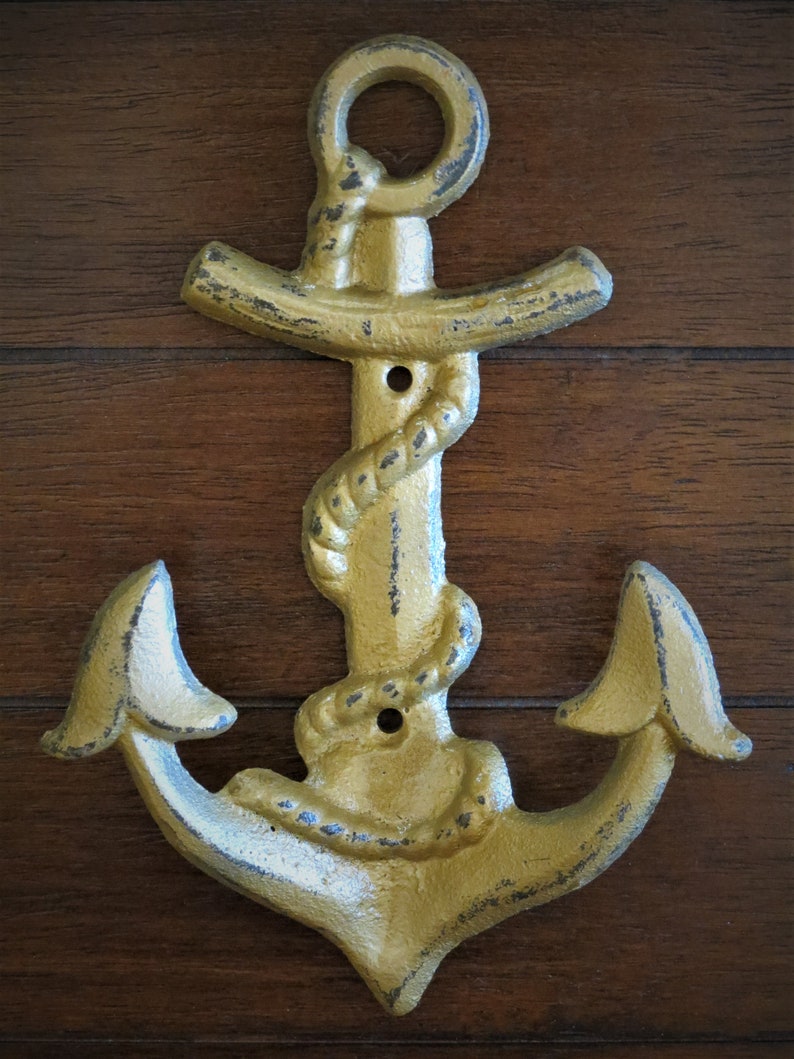 Gancho de pared de ancla de barco / hierro fundido / oro Etsy