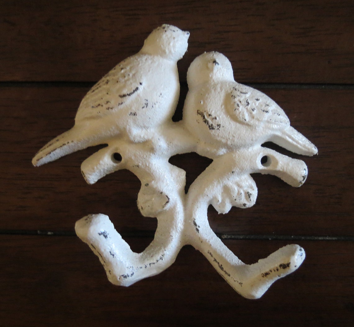 Bird Wall Hook / Cast Iron Hook / Antique White or Pick Color Etsy