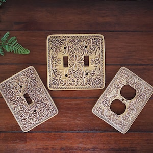 Decorative Double Switchplates, Floral Design, Light Metal, Choose Your Color