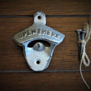 Silver Bottle Opener / Father&#39;s Day /Wall Mounted Beer Opener / Vintage Inspired / Mancave Retro Kitchen Decor/ Gift fo Him /Pop Soda Opener