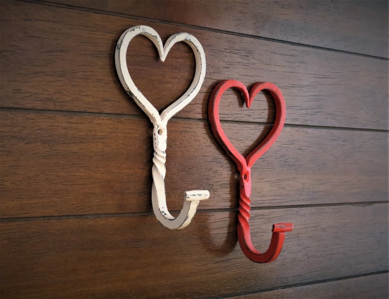 Heart Wall Hook / Bathroom Towel Hook / Antique White or Pick Etsy