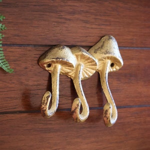 Mushroom Wall Hook / Cast Iron Metal Hanger / Brass or 50+ Colors / For Hanging Towels, Keys, Coats, Purses, Jewelry, Bags / Whimsical Hook