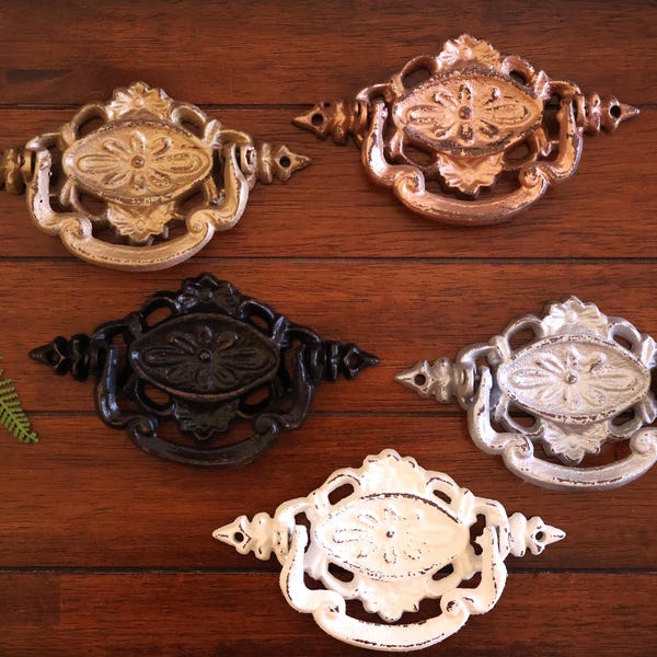 Antique, Vintage Style Door Clapper with Floral Design, Solid Cast Iron, For Updating Doors, 50+ Colors