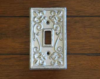 Light Switch Fleur De Lis Cover / Silver Or Pick Color / Light Plate Cover / Cast Iron Lightswitch Plate / Wall Decor French Country Cottage