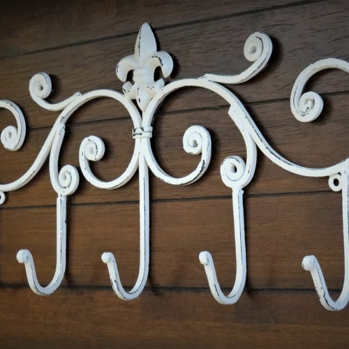 Wrought Iron Wall Hook / Creamy White or Pick Color / Fleur De Etsy