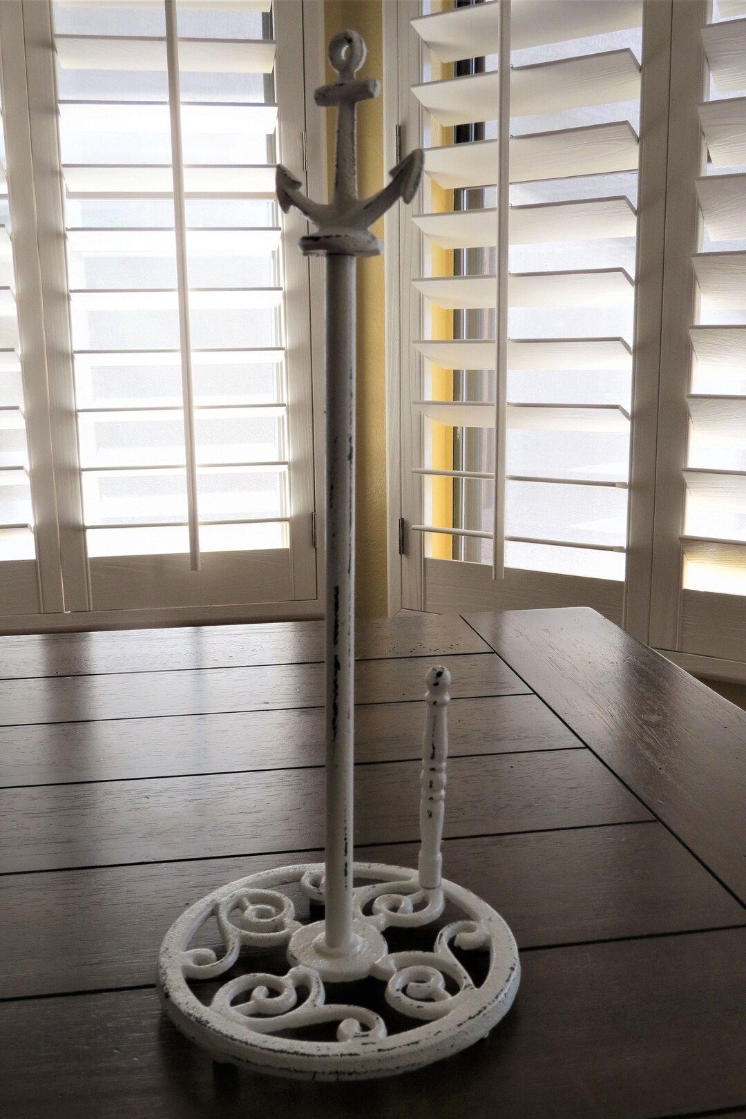 Paper Towel Holder / Nautical Kitchen Organization / Cast Iron Anchor