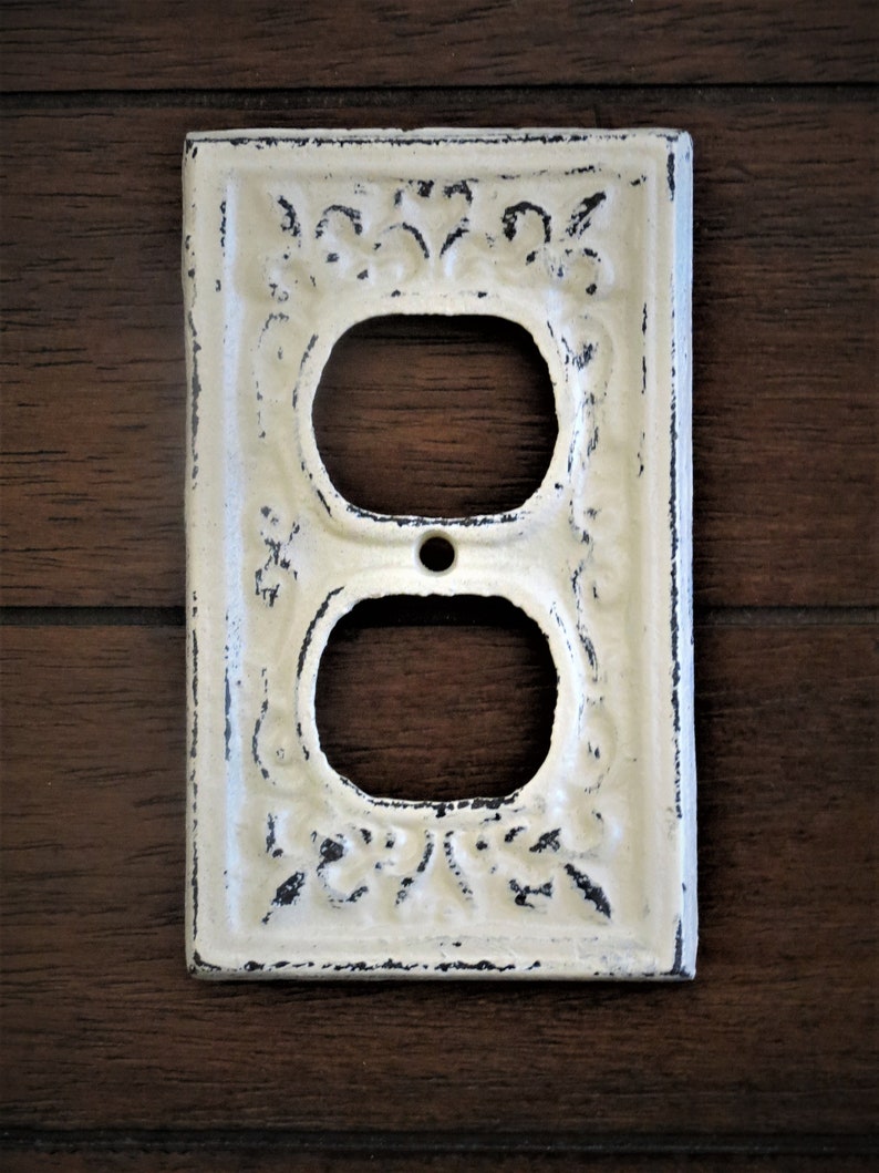 Farmhouse Electric Outlet Cover Antique White or Pick Color Country Cottage Chic Rooster Cover