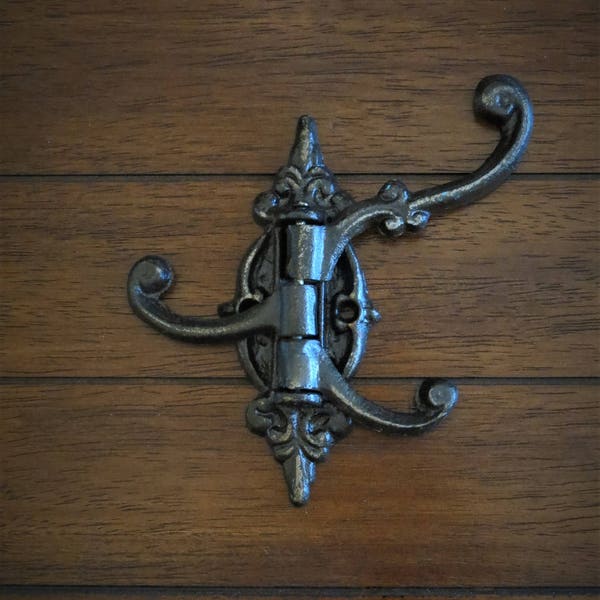 Decorative Cast Iron Wall Hook / Vintage Style / Oil Rubbed Bronze or Pick Color / Towel or Coat Hook / Key Hanger /Necklace Headband Holder