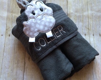 hippo hooded towel