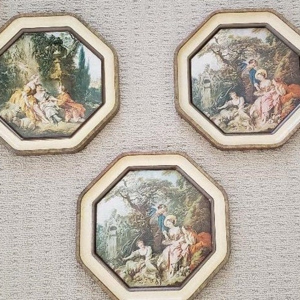 French Tins Set*3 Pcs*Tin*3 Pcs*Francoise Boucher Art*Iconic French Scene*Pastoral Scene*Classic Rococo Style Art*Vintage Tins*Wall Decor