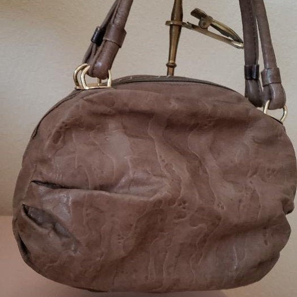 Letisse Purse*Vintage Handbag*Letisse Leather*70s* Taupe*Mocha*Supple Leather*Unusual Shape*Excellent Condition*