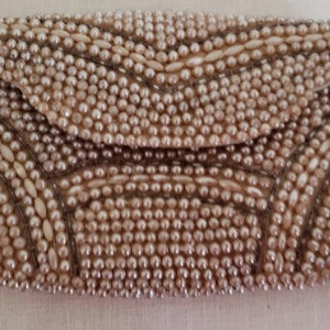 Pearl Evening Bag*Made in Japan*Small Clutch*Beige Pearl Bag*Nice Design*Purse*Handbag*Clutch
