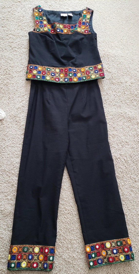 Vtg Pant Set*Party Attire*90s*Capri Set*Colorful D