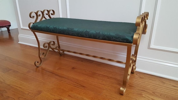 Bench Antiquemetal Scrolled Designhollywood Regency Etsy