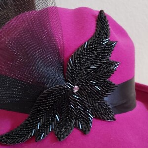 Wool Felt Hat*Fuchsia*Black Detail*Tracy n David NY*Smaller Brim Styling*Smart Hat*Classic Look