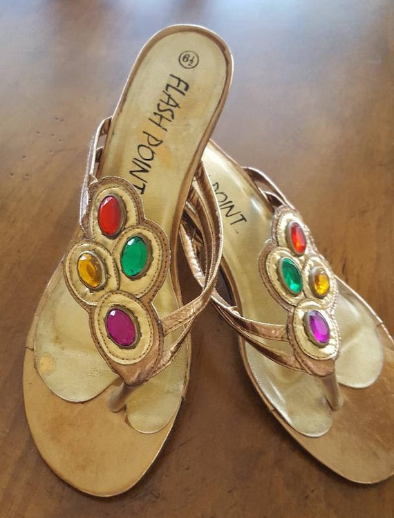 multi colored jeweled sandals