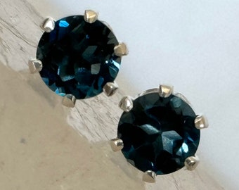 Handmade, London Blue Topaz Earrings For Women - Elegant Gift For Her - Sterling Silver