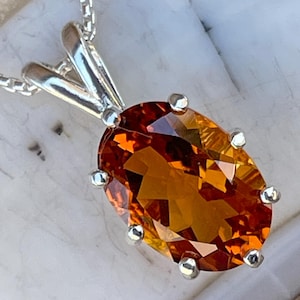 Elegant Madeira Citrine Pendant Necklace - Sterling Silver Handmade Jewelry for Women