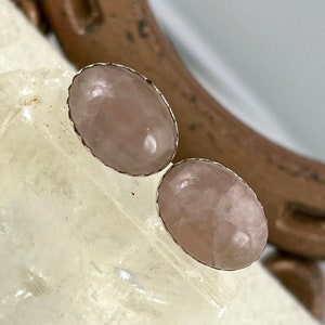 Natural Rose Quartz Earrings - Sterling Silver Earrings - Natural Rose Quartz Stud Earrings
