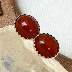 Pendientes de cornalina natural - Gran regalo para idea - Engastes de plata de ley hechos a mano