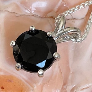 Natural Black Spinel Pendant - Sterling Silver Pendant - Natural Black Spinel Necklace
