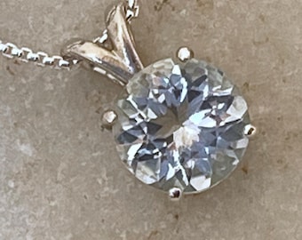 Elegant Sterling Silver Aquamarine Pendant Necklace - Handmade March Birthstone Gift for Women