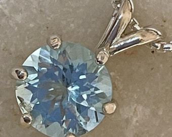 Elegant Sterling Silver Aquamarine Pendant Necklace - March Birthstone Jewelry for Women