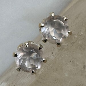 Elegant Sterling Silver Rose Quartz Earrings | Handmade Bridal Studs for Women&#39;s Boho Fashion
