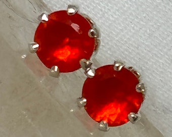 Handmade, Natural Mexican Fire Opal Earrings For Women - Sterling Silver - Great Gift for Her