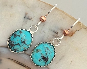 Boucles d'oreilles pendantes turquoises faites main pour femme - Argent sterling - Cadeau fantastique pour elle