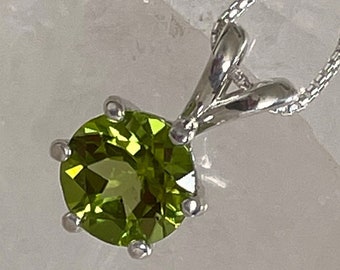 Natural Peridot Pendant - Sterling Silver Pendant - Natural Peridot Necklace