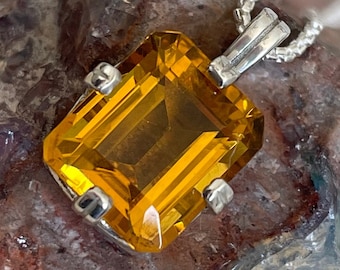 Natural Madeira Citrine Pendant - Sterling Silver Pendant - Natural Madeira Citrine Necklace