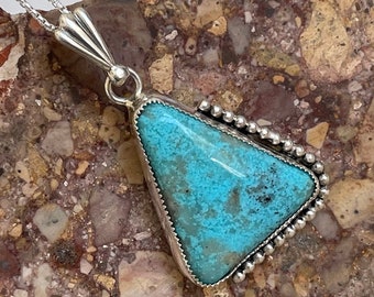 Handmade, Turquoise, Sterling Silver Pendant Necklace for Women