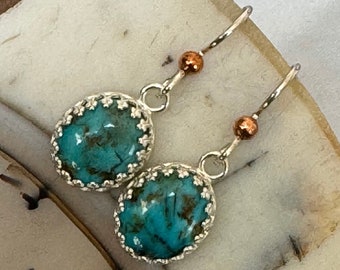 Sterling Silver, Handmade Blue Turquoise Earrings for Women