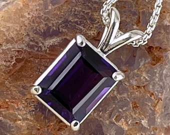 Natural Amethyst Pendant - Sterling Silver Pendant - Natural Amethyst Necklace