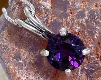 Natural Purple Amethyst Pendant - Sterling Silver Pendant - Natural Amethyst Necklace