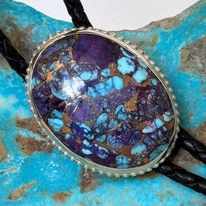 Handmade, Mohave Purple Turquoise Bolo Tie for Men & Women - Great Gift Idea - Sterling Silver