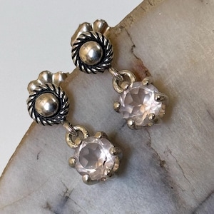Elegant Rose Quartz Dangle Earrings | Handmade Sterling Silver Jewelry for Women - Perfect Gift