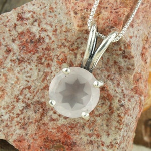 Elegant Rose Quartz Sterling Silver Pendant Necklace - Natural Pink Stone Jewelry for Weddings