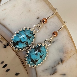 Elegant Blue Turquoise Dangle Earrings - Sterling Silver Handmade Jewelry Gift for Women