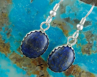 Natural Lapis Earrings - Sterling Silver Earrings - Lapis Lazuli Dangles - Dangle Earrings