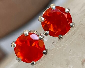 Handmade, Sterling Silver, Mexican Fire Opal Earrings for Women